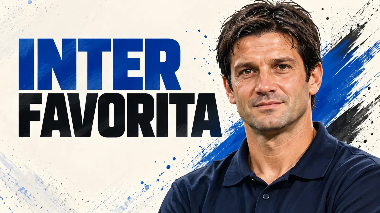 Copertina generata con IA: Cristian Chivu con la maglia dell’Inter, aiutato a rialzarsi da Frank Sinclair