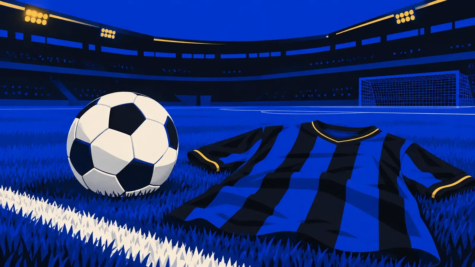 Un pallone sul campo accanto a una maglia nerazzurra senza nome