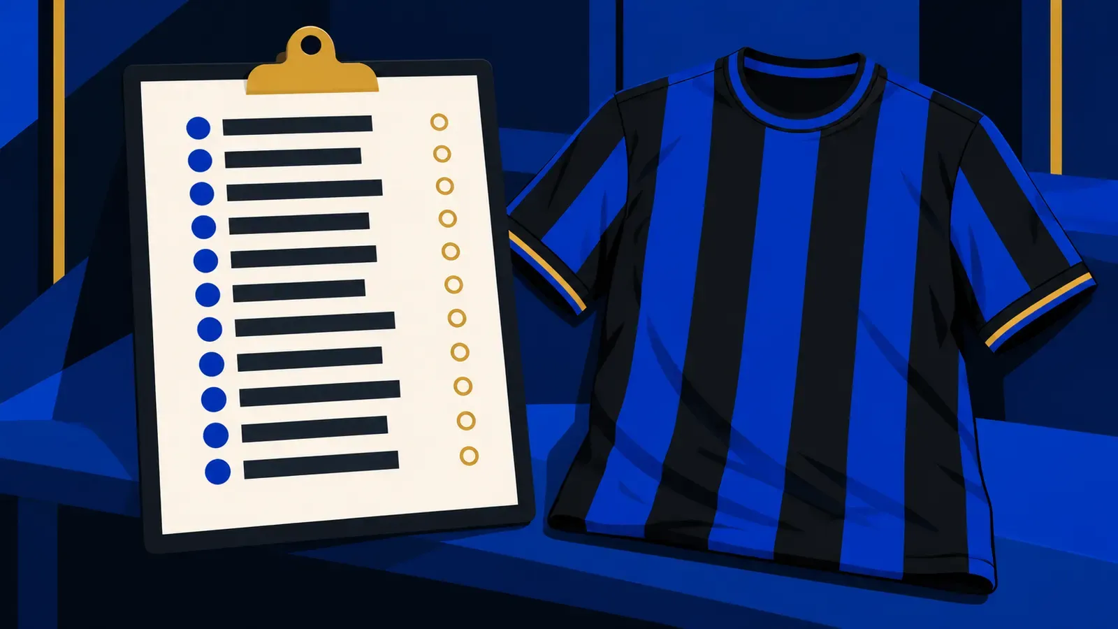 Lista delle convocazioni accanto a una maglia nerazzurra senza nome