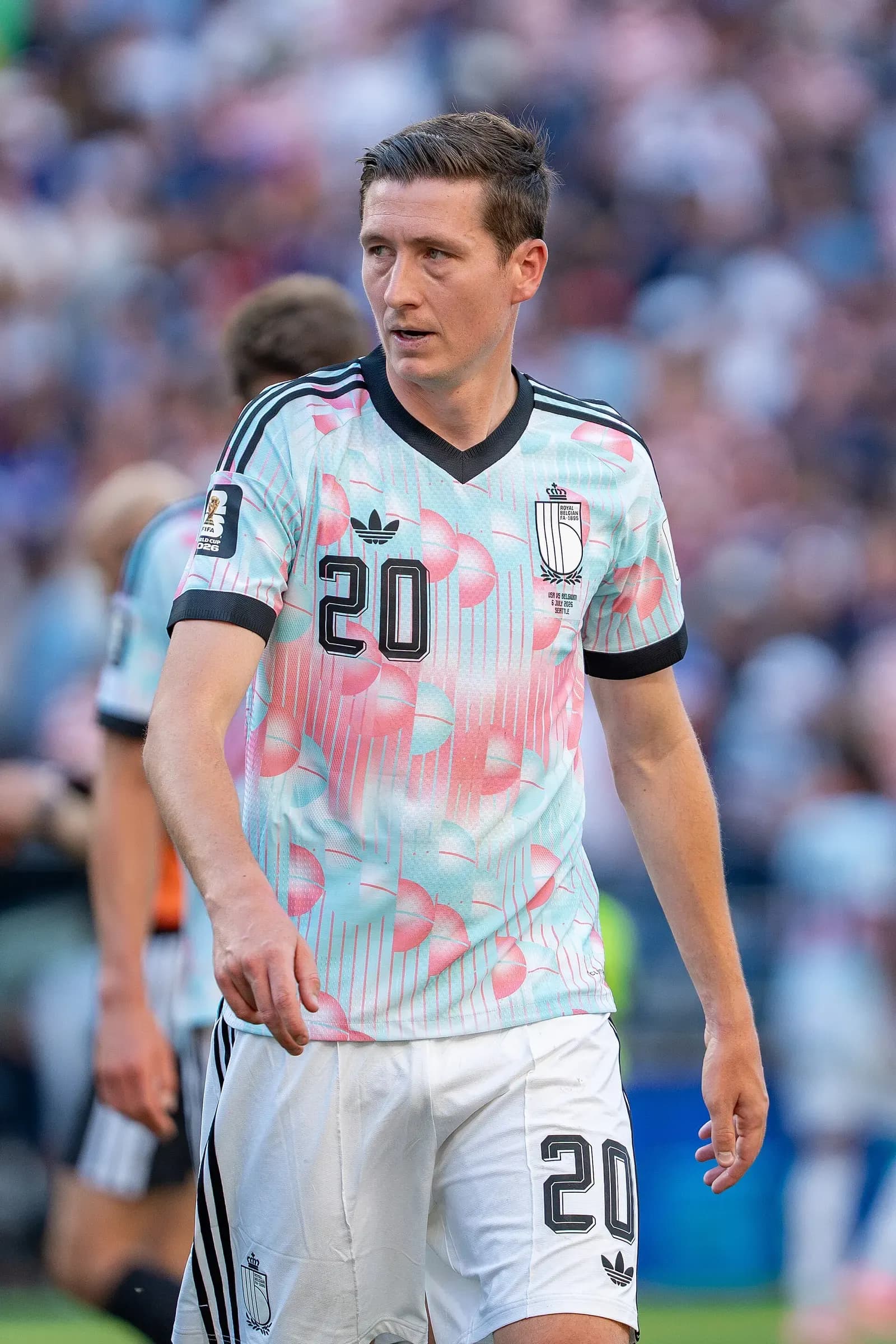 Hans Vanaken con la maglia del Belgio durante una partita dei Mondiali 2026