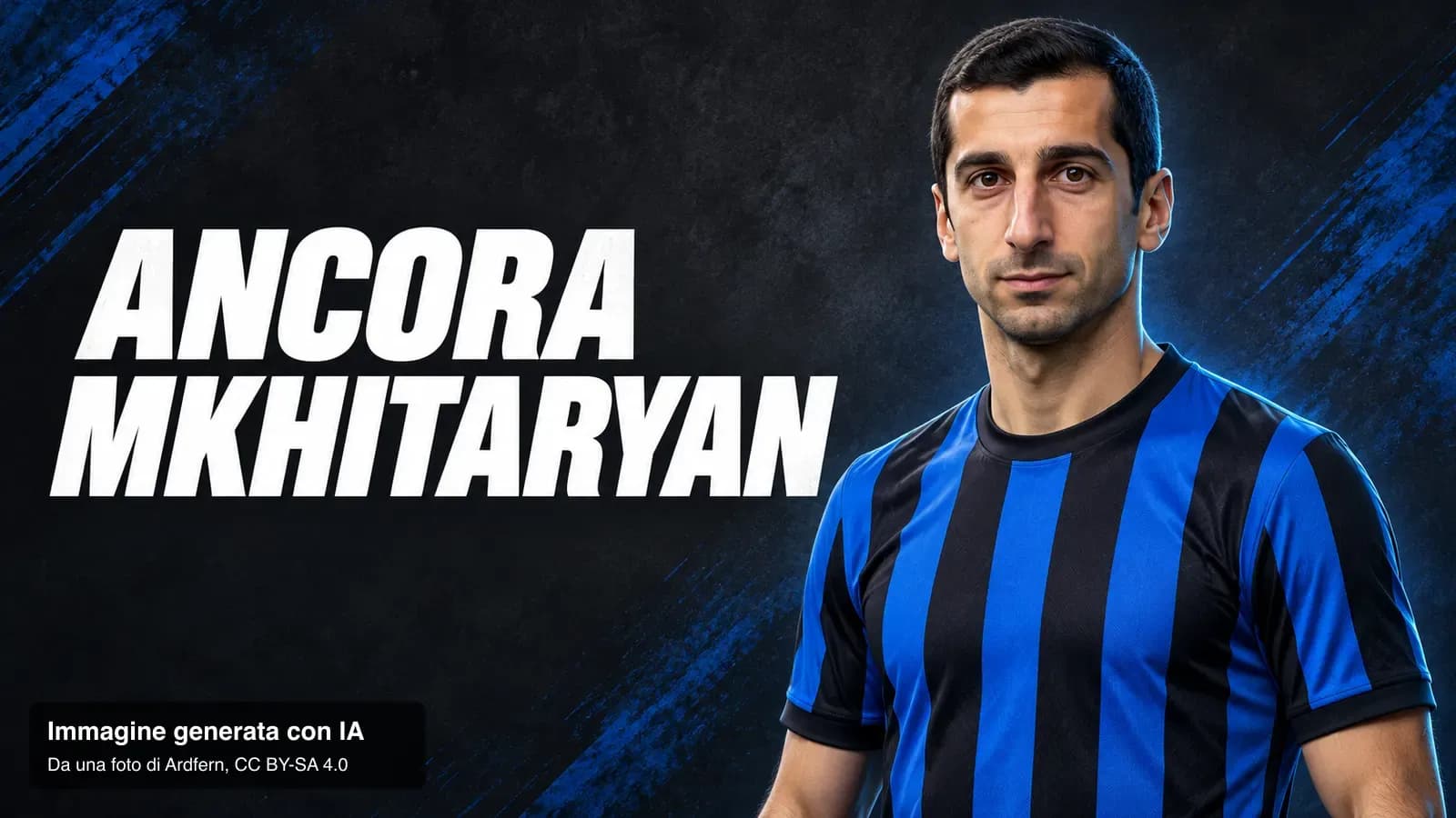 Copertina generata con IA: Henrikh Mkhitaryan con una pettorina verde sopra la maglia del Manchester United