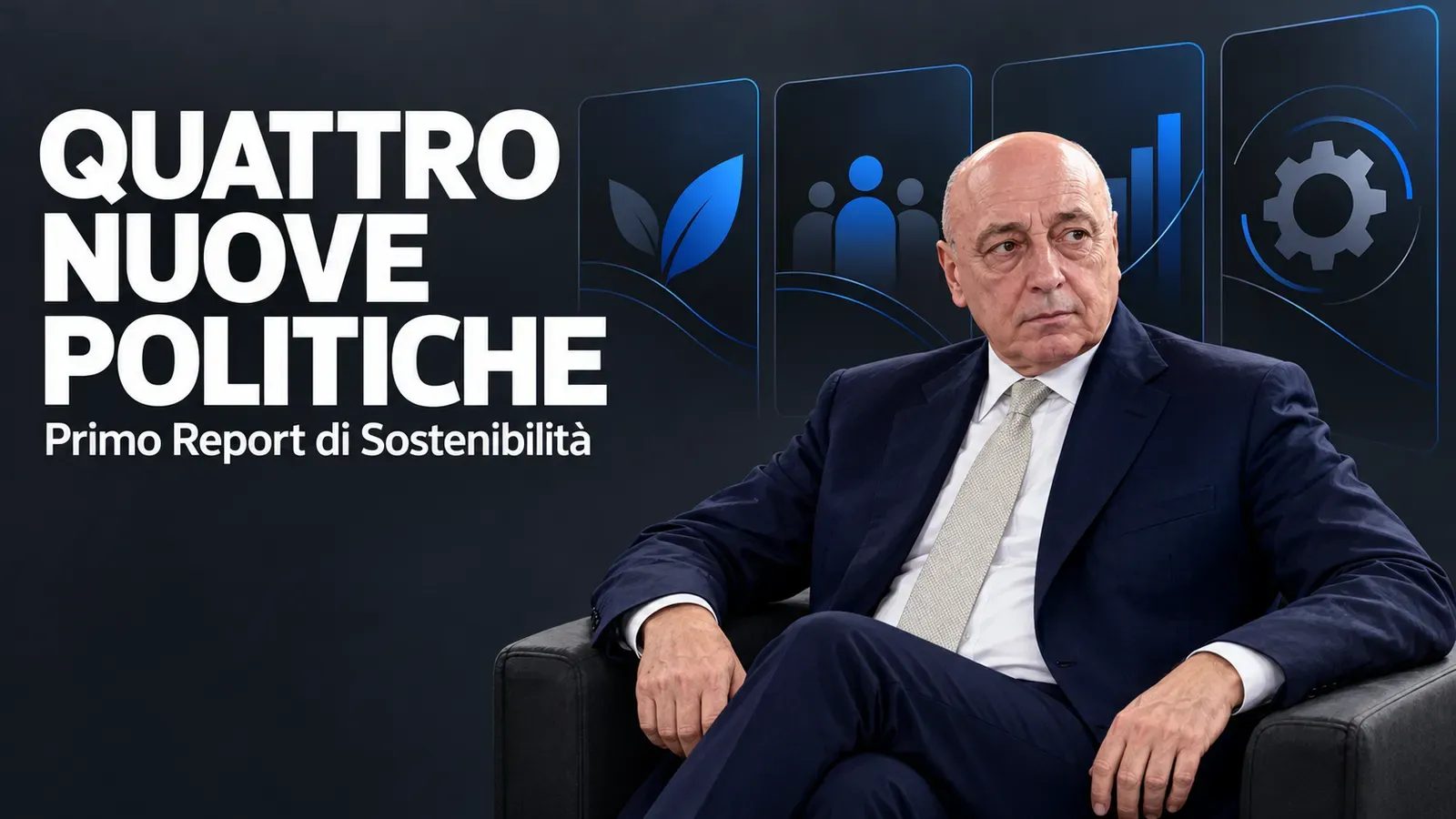 Copertina generata con IA: Giuseppe Marotta seduto a un evento istituzionale