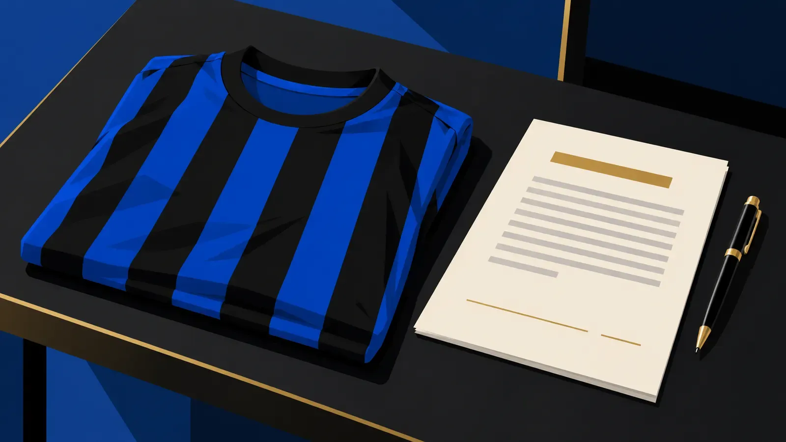 Una maglia senza nome accanto a un contratto su un tavolo