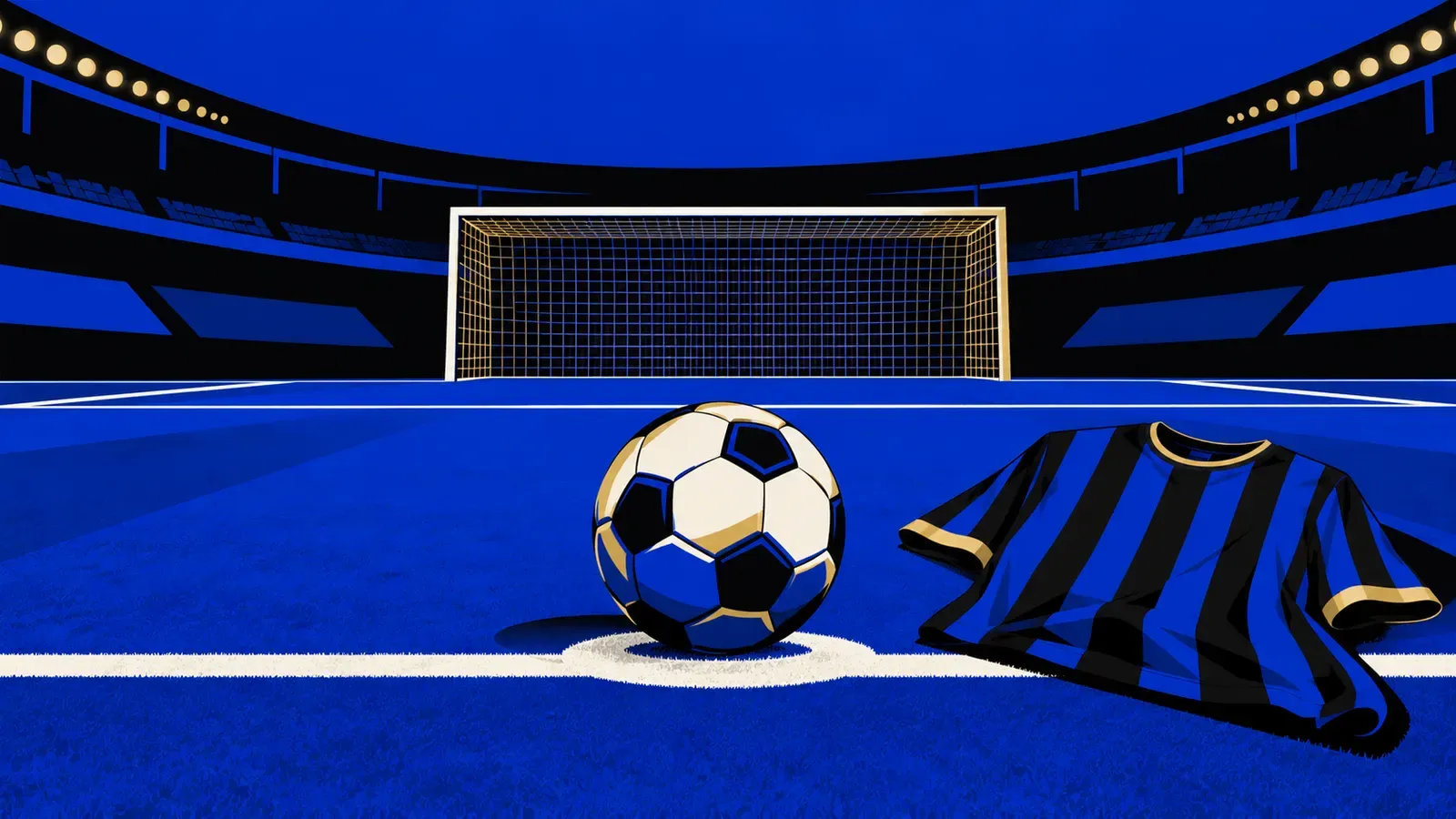 Un pallone sul dischetto del rigore e una maglia nerazzurra senza nome