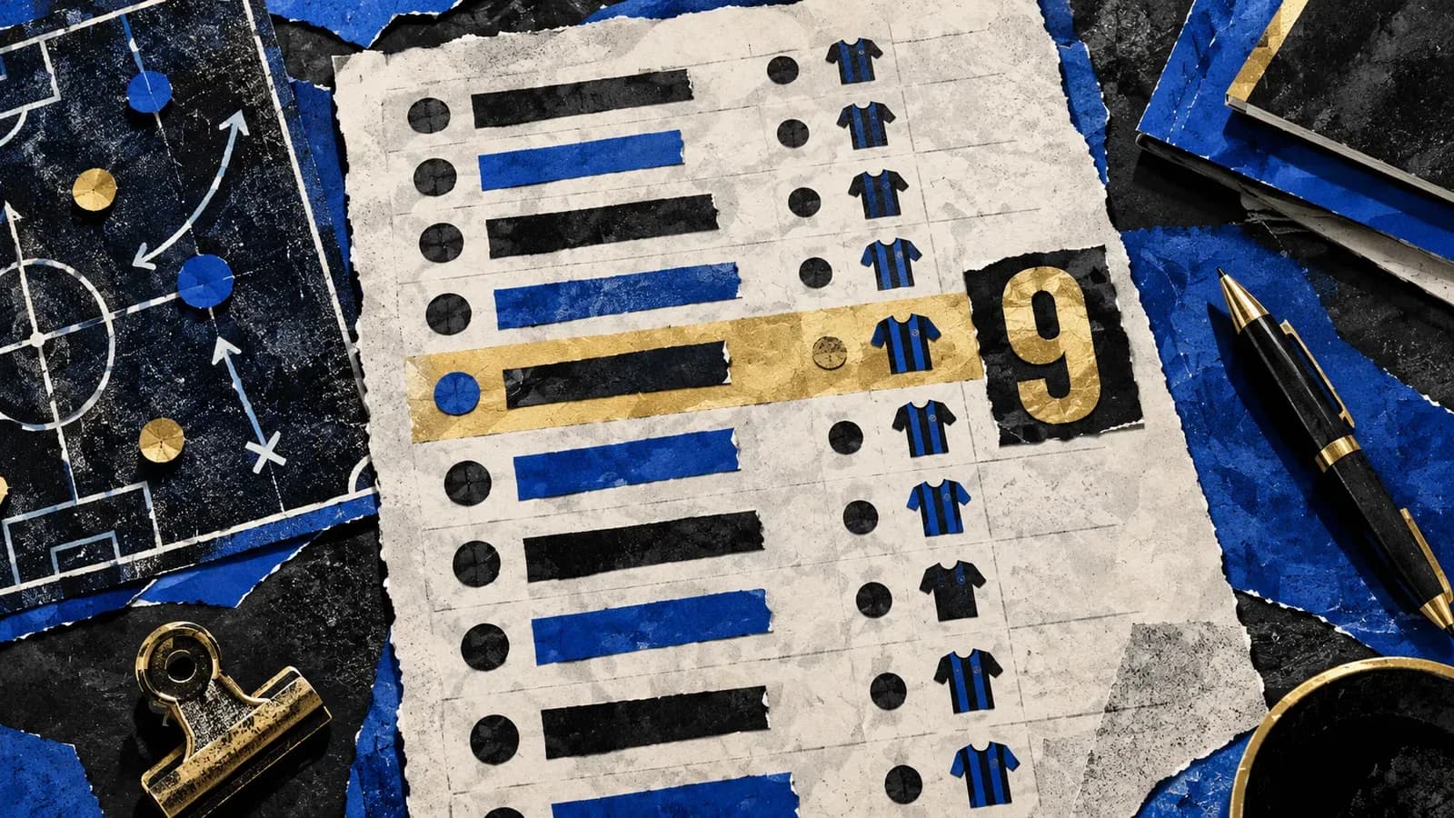 Una distinta delle convocazioni su una scrivania, con il numero 9 evidenziato accanto al nome di Pio Esposito.