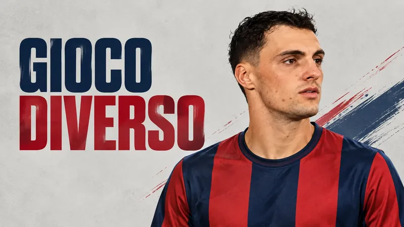 Copertina generata con IA: Nadir Zortea con la maglia del Cagliari in conferenza stampa