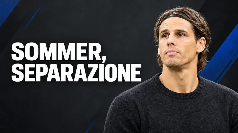 Copertina generata con IA, scritta "SOMMER, SEPARAZIONE": Yann Sommer con la maglia della nazionale svizzera accanto al palo