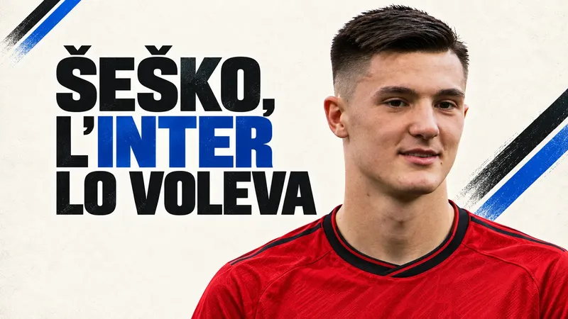 Copertina generata con IA, scritta "ŠEŠKO, L’INTER LO VOLEVA": Benjamin Šeško con la maglia del Salisburgo
