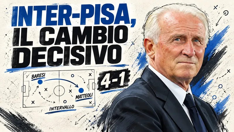 Copertina generata con IA, scritta "INTER-PISA, IL CAMBIO DECISIVO": Giovanni Trapattoni in giacca e cravatta