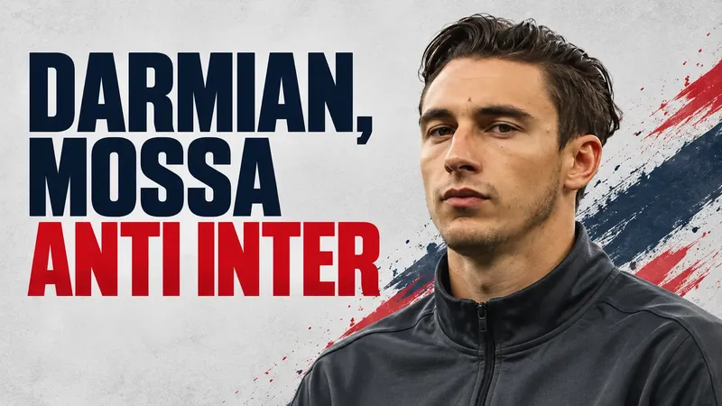 Copertina generata con IA, scritta "DARMIAN, MOSSA ANTI INTER": Matteo Darmian con la tuta della nazionale italiana
