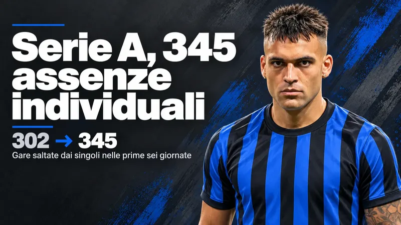 Copertina generata con IA, scritta "Serie A, 345 assenze individuali": Lautaro Martínez con la maglia dell’Argentina