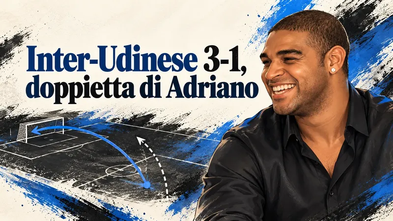 Copertina generata con IA, scritta "Inter-Udinese 3-1, doppietta di Adriano": Adriano sorridente in abiti civili