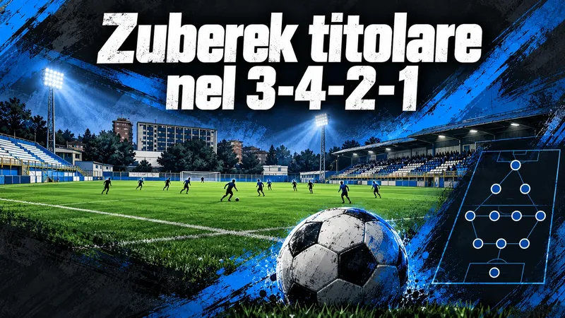 Copertina generata con IA, scritta "Zuberek titolare nel 3-4-2-1": Lo stadio Ernesto Breda durante una partita