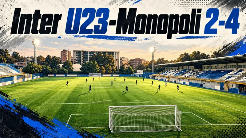 Copertina generata con IA, scritta "Inter U23-Monopoli 2-4": Lo stadio Ernesto Breda durante una partita