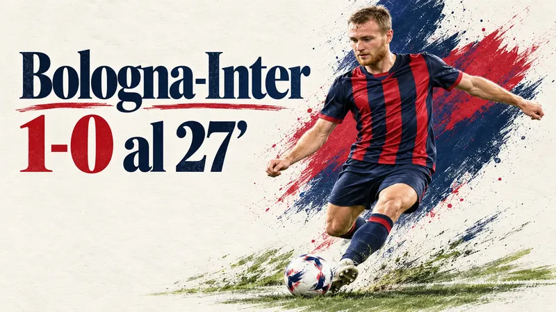 Copertina generata con IA, scritta "Bologna-Inter 1-0 al 27’": Tommaso Pobega con la maglia del Milan