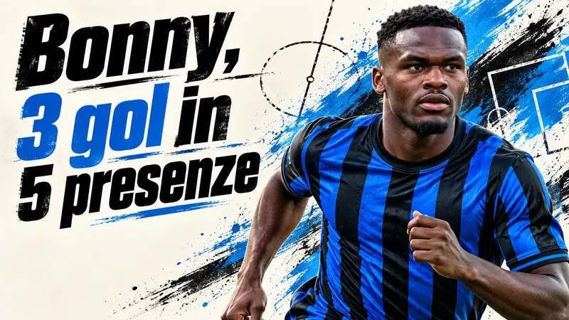 Copertina generata con IA, scritta "Bonny, 3 gol in 5 presenze": Ange-Yoan Bonny con la maglia della Costa d’Avorio