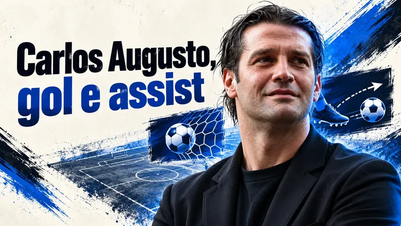 Copertina generata con IA, scritta "Carlos Augusto, gol e assist": Cristian Chivu in primo piano