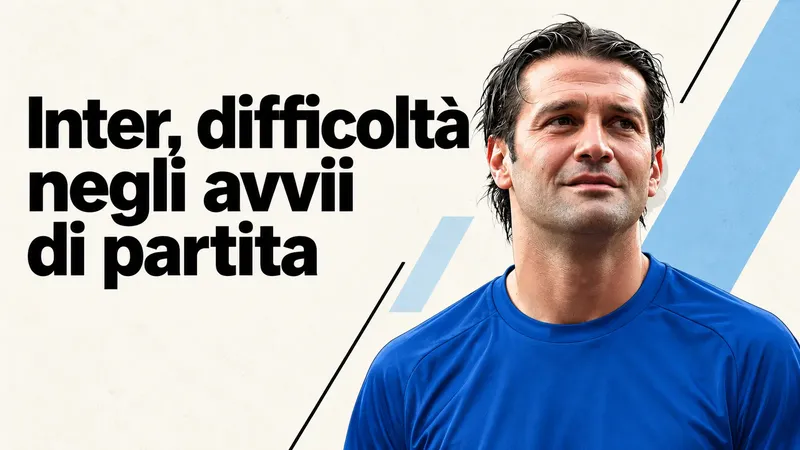 Copertina generata con IA, scritta "Inter, difficoltà negli avvii di partita": Cristian Chivu in primo piano con una maglia blu