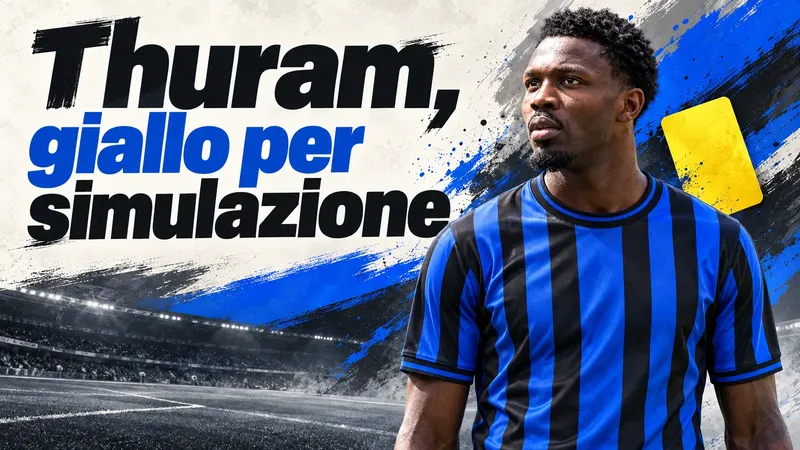 Copertina generata con IA, scritta "Thuram, giallo per simulazione": Marcus Thuram con la maglia della Francia