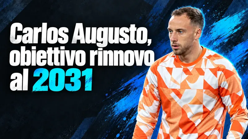 Copertina generata con IA, scritta "Carlos Augusto, obiettivo rinnovo al 2031": Carlos Augusto con la maglia da riscaldamento dell’Inter