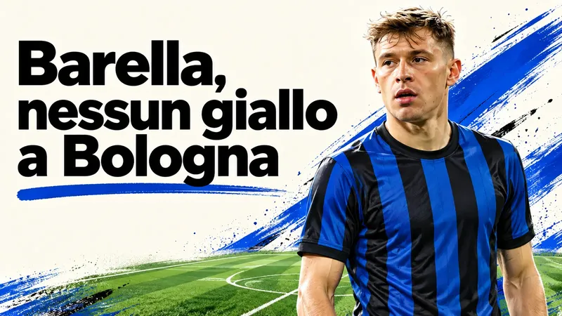 Copertina generata con IA, scritta "Barella, nessun giallo a Bologna": Nicolò Barella con la maglia della nazionale italiana
