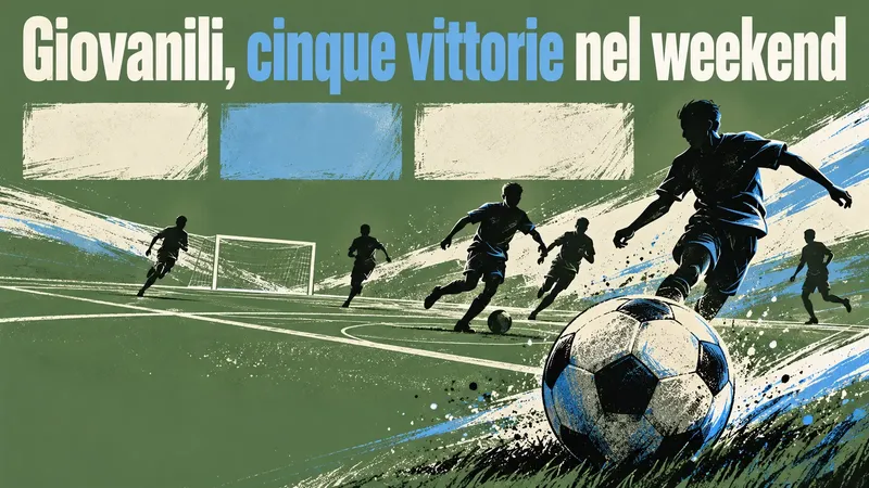 Copertina generata con IA, scritta "Giovanili, cinque vittorie nel weekend"